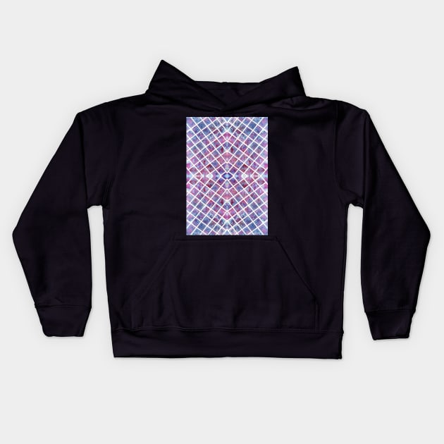 Abstract Blue and Purple Grid Pattern Kids Hoodie by ZeichenbloQ